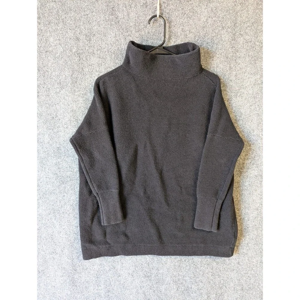Free People Ottoman Slouchy Tunic Sweater Womens XS Black Charcoal Ribbed Knit - Picture 3 of 10